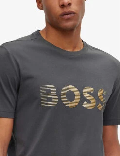 Boss Logo-print Regular-fit Cotton-jersey T-shirt -Outlet Daily Tops Store R04100925 DARKGREY ALT04