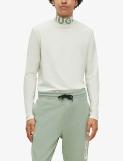 Hugo Logo-print Stand-collar Stretch-woven Top 7 Hugo Logo-print Stand-collar Stretch-woven Top -Outlet Daily Tops Store R04100926 LIGHTPASTELGREEN ALT02