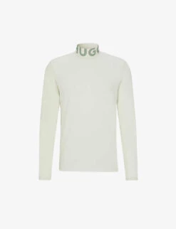 Hugo Logo-print Stand-collar Stretch-woven Top