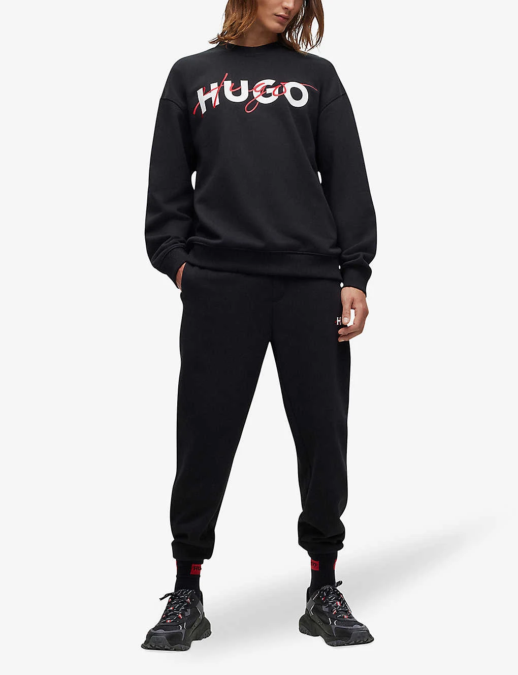 HUGO Relaxed-fit Tapered-leg Cotton-blend Jogging Bottoms 2 HUGO Relaxed-fit Tapered-leg Cotton-blend Jogging Bottoms - Image 2