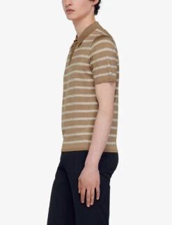 Sandro Pablo Striped Stretch-knit Polo Shirt -Outlet Daily Tops Store R04102302 NATURELS ALT02