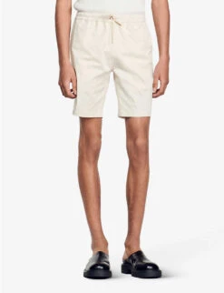 Sandro Drawstring-waist Stretch Cotton-blend Shorts -Outlet Daily Tops Store R04102506 NATURELS ALT02