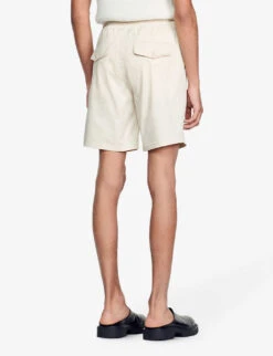Sandro Drawstring-waist Stretch Cotton-blend Shorts -Outlet Daily Tops Store R04102506 NATURELS ALT03