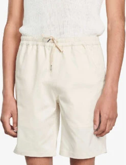 Sandro Drawstring-waist Stretch Cotton-blend Shorts -Outlet Daily Tops Store R04102506 NATURELS ALT04