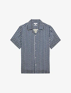 Outlet Daily Tops Store 30 Reiss Mayday Abstract-stripe Slim-fit Recycled-polyester Shirt