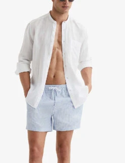 Reiss Coast Stripe-pattern Elasticated-waist Stretch-woven Swim Shorts -Outlet Daily Tops Store R04107018 SOFTBLUEWHITE ALT02