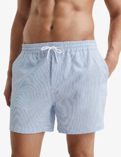 Reiss Coast Stripe-pattern Elasticated-waist Stretch-woven Swim Shorts -Outlet Daily Tops Store R04107018 SOFTBLUEWHITE ALT04