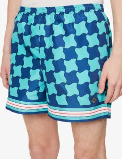 Casablanca Brand-patch Graphic-print Swim Shorts 9 Casablanca Brand-patch Graphic-print Swim Shorts -Outlet Daily Tops Store R04108435 POOLTILE ALT04
