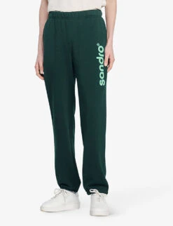 Sandro Logo-print Cotton Jogging Bottoms -Outlet Daily Tops Store R04111152 VERTS ALT02