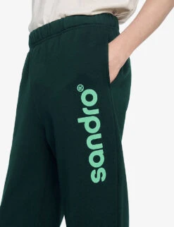 Sandro Logo-print Cotton Jogging Bottoms -Outlet Daily Tops Store R04111152 VERTS ALT04