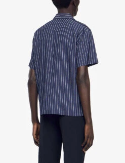 Sandro Vita Camp-collar Relaxed-fit Woven Shirt -Outlet Daily Tops Store R04111204 BLEUS ALT03