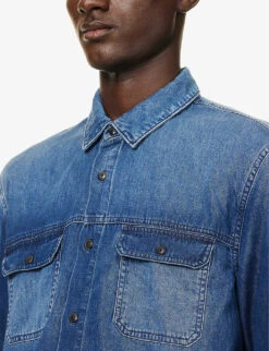 Paige Abraham Faded-wash Regular-fit Cotton-blend Shirt -Outlet Daily Tops Store R04111358 KYSON ALT04