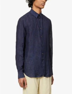PAUL SMITH Pearlescent Button-up Regular-fit Linen Shirt -Outlet Daily Tops Store R04114857 BLUE ALT02