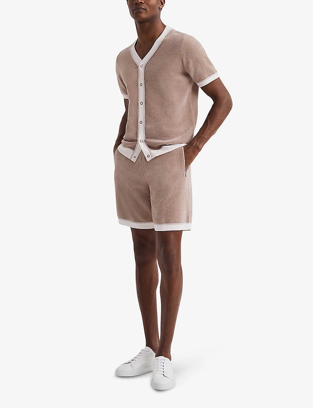 Reiss Striker Contrast-trim Pressed-stud Knitted Shirt 2 Reiss Striker Contrast-trim Pressed-stud Knitted Shirt - Image 2