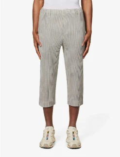 Pleated Cropped Relaxed-fit Woven Trousers 7 Pleated Cropped Relaxed-fit Woven Trousers -Outlet Daily Tops Store R04117164 BEIGE ALT02
