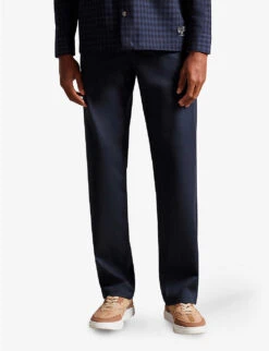 Ted Baker Pebal Straight-leg Mid-rise Stretch-cotton Trousers -Outlet Daily Tops Store R04117777 NAVY ALT02
