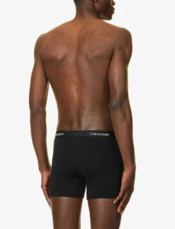 Calvin Klein Logo-waistband Stretch-recycled Cotton-blend Boxers -Outlet Daily Tops Store R04117802 BLACK ALT02