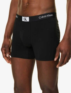Calvin Klein Logo-waistband Stretch-recycled Cotton-blend Boxers -Outlet Daily Tops Store R04117802 BLACK ALT03
