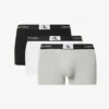 Calvin Klein Logo-waistband Pack Of Three Stretch-recycled Cotton-blend Trunks