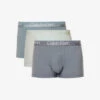 Calvin Klein Branded-waistband Mid-rise Pack Of Three Stretch-cotton And Recycled-polyester Trunks