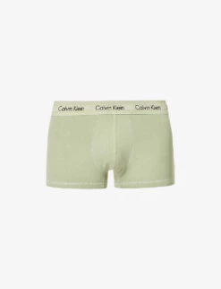 Calvin Klein Logo-waistband Low-rise Stretch-cotton Trunks