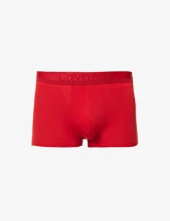 Calvin Klein Logo-waistband Low-rise Stretch-jersey Trunks