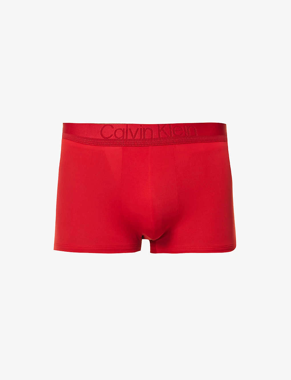 Calvin Klein Logo-waistband Low-rise Stretch-jersey Trunks 1 Calvin Klein Logo-waistband Low-rise Stretch-jersey Trunks