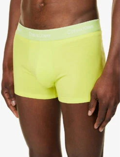 Calvin Klein Logo-waistband Stretch-recycled Cotton-blend Trunks -Outlet Daily Tops Store R04117838 LEMONLIME ALT04