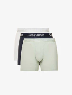 Calvin Klein Logo-waistband Mid-rise Pack Of Three Stretch-cotton Blend Briefs
