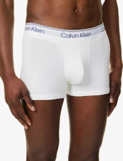 Calvin Klein Logo-waistband Stretch-cotton Trunks -Outlet Daily Tops Store R04117844 WHITE ALT03