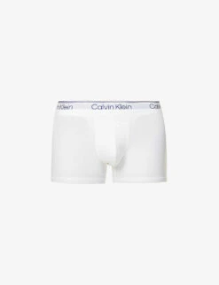 Calvin Klein Logo-waistband Stretch-cotton Trunks