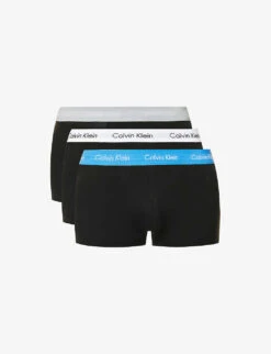 Calvin Klein Logo-waistband Low-rise Pack Of Three Stretch-cotton Trunks