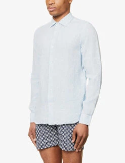 ORLEBAR BROWN Giles Long-sleeved Linen Shirt -Outlet Daily Tops Store R04119924 PALEBLUEWHITE ALT02