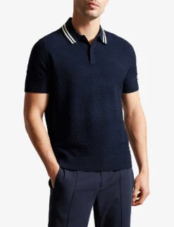 Ted Baker Mahana T-stitch Stretch-woven Polo Shirt -Outlet Daily Tops Store R04122383 NAVY ALT02