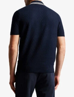 Ted Baker Mahana T-stitch Stretch-woven Polo Shirt -Outlet Daily Tops Store R04122383 NAVY ALT03