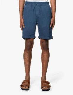 Sunspel Elasticated-waist Drawstring Regular-fit Cotton And Linen-blend Shorts -Outlet Daily Tops Store R04124832 SHALEBLUE ALT02