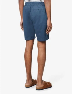 Sunspel Elasticated-waist Drawstring Regular-fit Cotton And Linen-blend Shorts -Outlet Daily Tops Store R04124832 SHALEBLUE ALT03