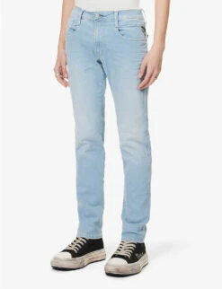 Replay Anbass Faded-wash Tapered Slim-fit Stretch-denim Jeans 9 Replay Anbass Faded-wash Tapered Slim-fit Stretch-denim Jeans -Outlet Daily Tops Store R04125084 LIGHTBLUE ALT02