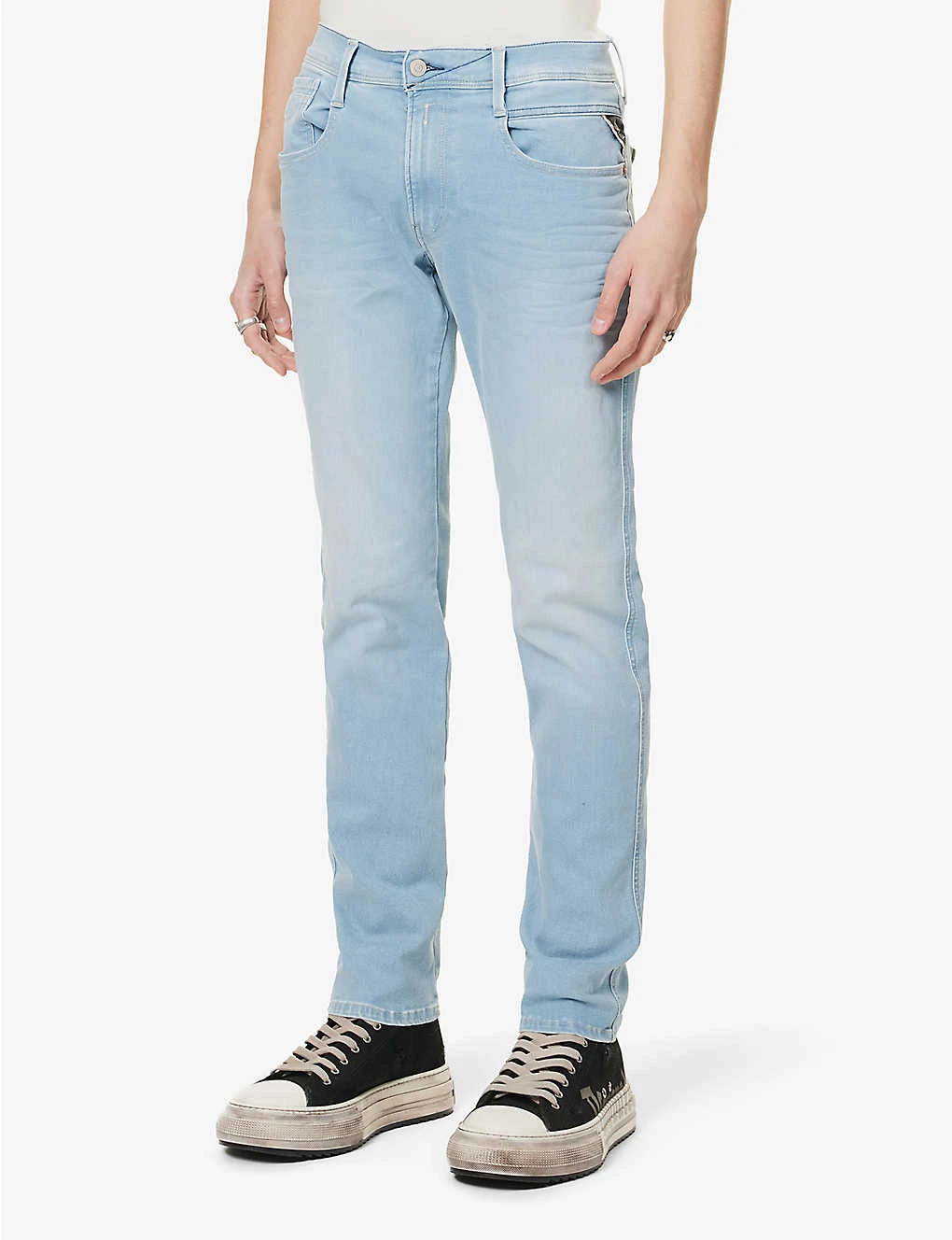 Replay Anbass Faded-wash Tapered Slim-fit Stretch-denim Jeans 3 Replay Anbass Faded-wash Tapered Slim-fit Stretch-denim Jeans - Image 3