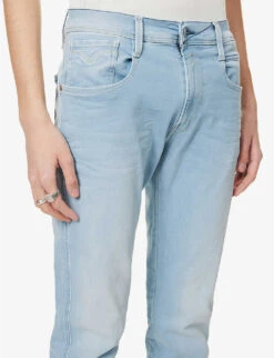 Replay Anbass Faded-wash Tapered Slim-fit Stretch-denim Jeans 11 Replay Anbass Faded-wash Tapered Slim-fit Stretch-denim Jeans -Outlet Daily Tops Store R04125084 LIGHTBLUE ALT04
