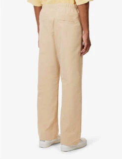 ESSENTIALS Brand-patch Straight-leg Relaxed-fit Cotton-blend Trousers 8 ESSENTIALS Brand-patch Straight-leg Relaxed-fit Cotton-blend Trousers -Outlet Daily Tops Store R04126205 SAND ALT03