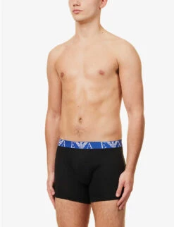 Emporio Armani Branded-waistband Pack Of Three Stretch-cotton Boxers -Outlet Daily Tops Store R04126812 NERONERONERO ALT02
