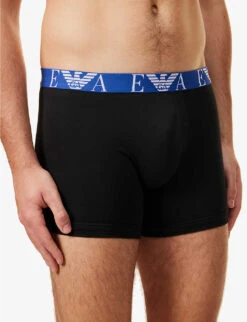 Emporio Armani Branded-waistband Pack Of Three Stretch-cotton Boxers -Outlet Daily Tops Store R04126812 NERONERONERO ALT04