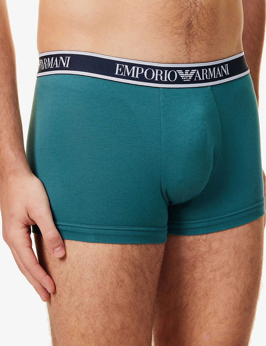 Emporio Armani Branded-waistband Pack Of Three Stretch-cotton Trunks 5 Emporio Armani Branded-waistband Pack Of Three Stretch-cotton Trunks - Image 5