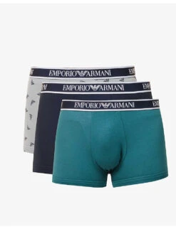 Emporio Armani Branded-waistband Pack Of Three Stretch-cotton Trunks