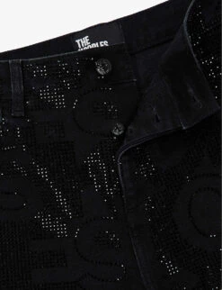 THE KOOPLES Rhinestone-embellished Slim-fit Stretch-cotton Jeans -Outlet Daily Tops Store R04127915 BLA55 ALT05