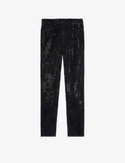 THE KOOPLES Rhinestone-embellished Slim-fit Stretch-cotton Jeans