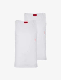 Hugo Pack Of Two Vertical Logo-print Stretch-cotton Vests