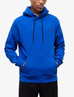 THE KOOPLES Logo-print Cotton-jersey Hoody -Outlet Daily Tops Store R04129080 BLU19 ALT02