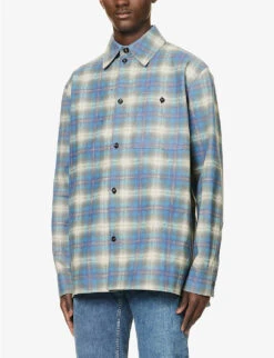 Bottega Veneta Check-patterned Oversized-fit Leather Shirt 7 Bottega Veneta Check-patterned Oversized-fit Leather Shirt -Outlet Daily Tops Store R04129501 MULTILIGHTBLUE ALT02